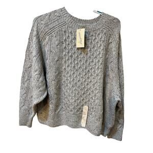 Universal Thread Cable Sweater Women’s XL Gray Heathered Wool Blend Cozy Warm